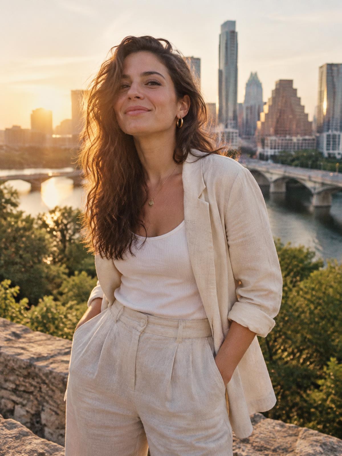 Natural-light portrait overlooking the Austin skyline